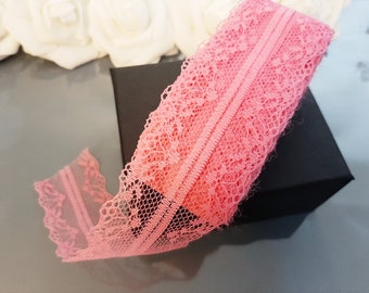 10 Yards Rose Red Lace Trim, Hot Pink Lace Trim, Pink Lace Ribbon, Lace Sewing Trim Gift Wrap Fabric DIY Embroidered Net Cord For Sewing