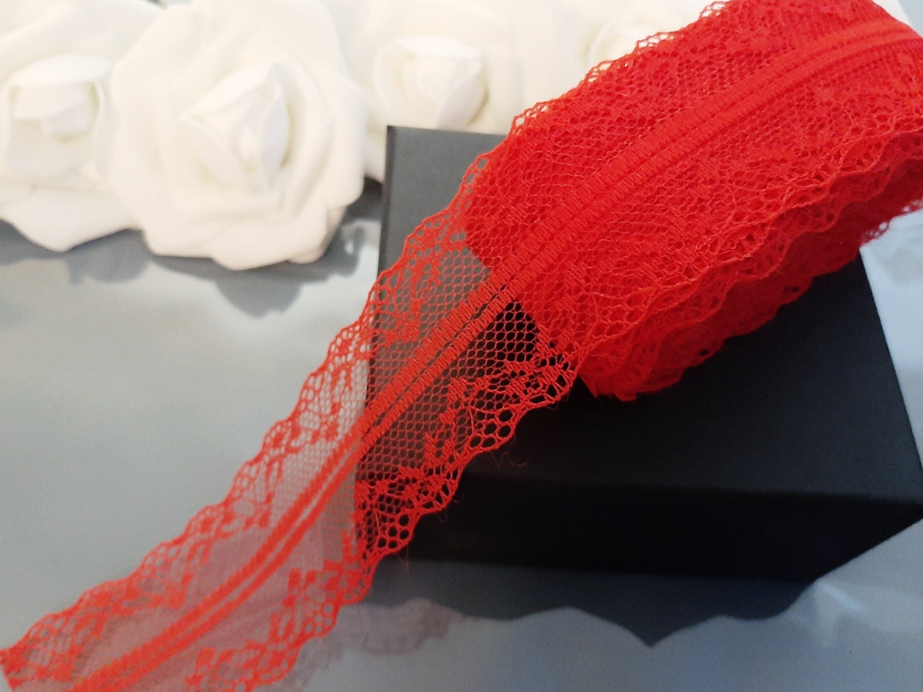 10 Yards Red Lace Trim Red Lace Trim Ribbon Lace Ribbon Lace