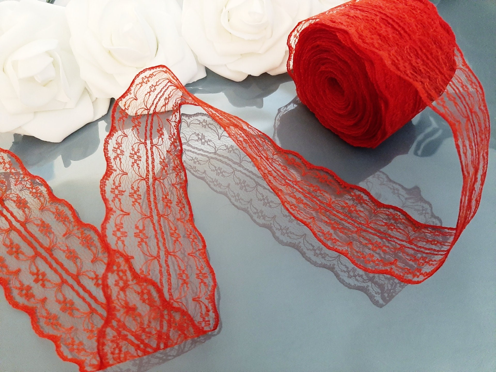 Red Lace Trim Lace Trim Lace Trim Ribbon Wholesale Lace Etsy