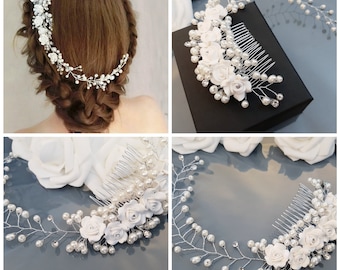 Bridal Hair Comb, Wedding Hair Comb, Bridal Headpiece, Bridal Hair Piece, Wedding Headpiece, Pearl Hair Comb, Wedding Hair Piece Flower Vine