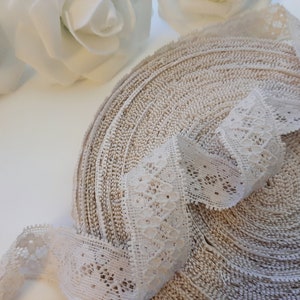 Beige Elastic Lace, Lace Ribbon by the Yard, Stretch Lace, Elastic Lace Trim, Lace by the yard, Lace Trim, Stretchy Lace, Lace Elastic