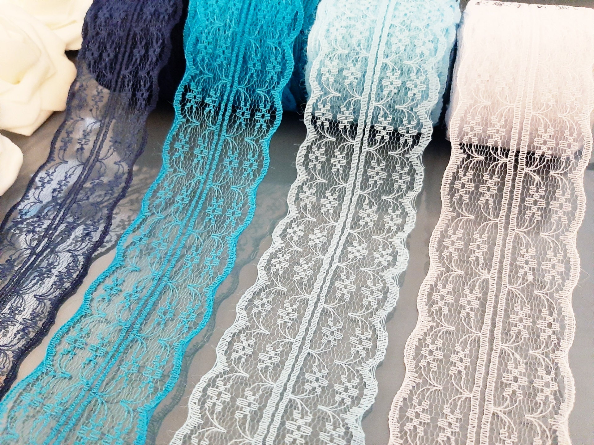 Navy Blue Lace Trim 2 Inches Wide Lace Trim Baby Blue Lace Etsy