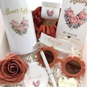 Flower Girl Proposal, Flower Girl Gift Set, Personalized Flower Girl Gift Box, Will You Be Our Flower Girl, Name FlowerGirl Terracotta