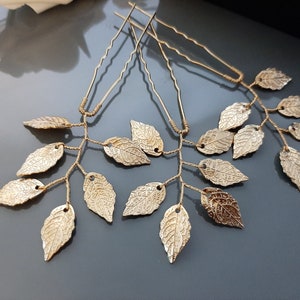 Gold Leaf Hair Pins, U Shaped Hair Pins for Wedding Bridal Hairstyle Gold Pins Prom Bride Party Flower Girl