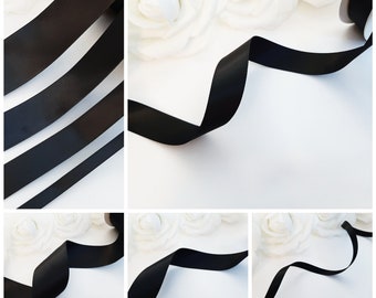 Black Ribbon, Black Satin Ribbon, Double Sided Solid Black Ribbon, Double Side Satin Ribbon, Double Faced, Double Face Black Ribbon