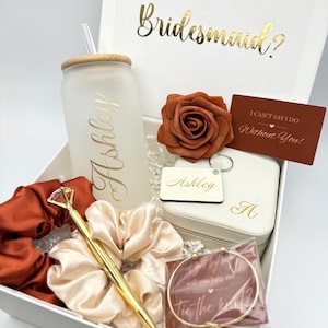 Will You be my Bridesmaid Proposal Box Gift Terracotta Wedding Personalized Maid of Honor Jewelry Box Bracelet Mother of the Bride Name Cup