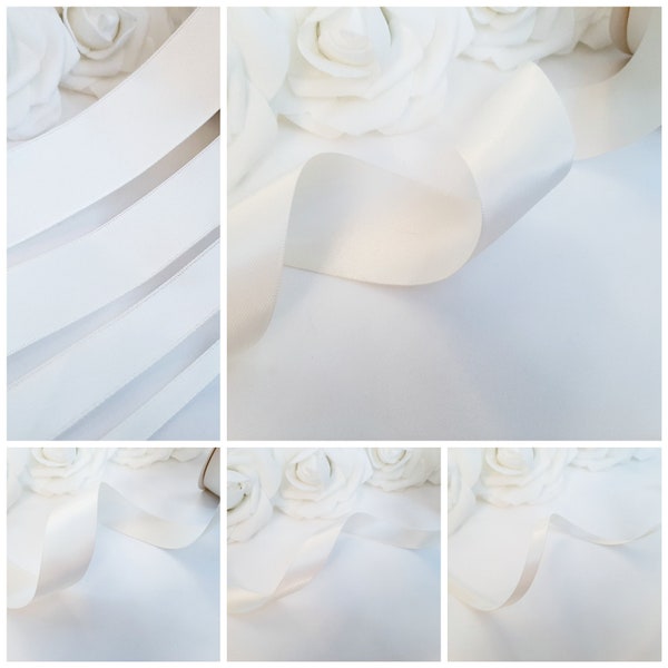 Ivory Satin Ribbon, Double Sided Solid Ribbon, Off White Ribbon, Double Side Satin Ribbon, Double Face Wedding Sash, Double Faced