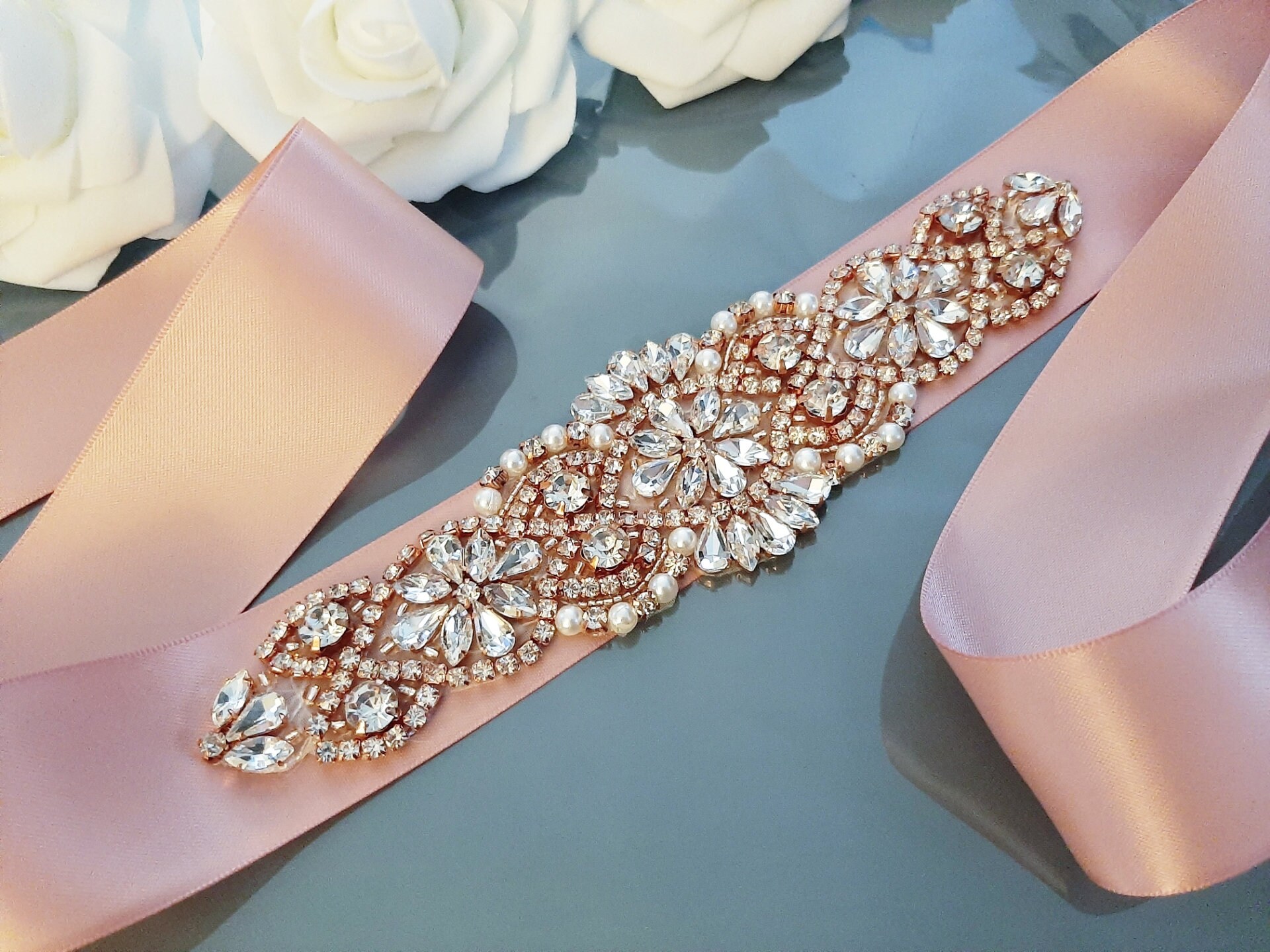 Rose Gold Bridal Belt Bridal Sash Wedding Sash Dress Belt - Etsy Singapore