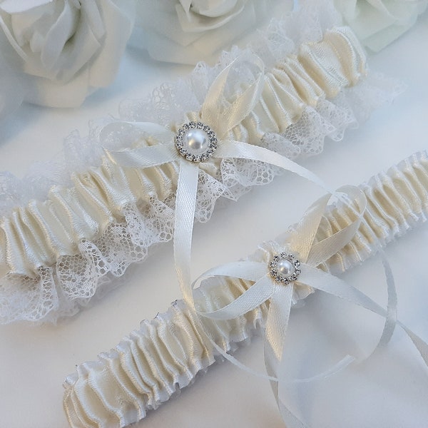 Ivory Garter Set, Wedding Garter Set, Ivory Wedding Garter, Ivory Bridal Garter, Garters For Wedding, Garter For Bride