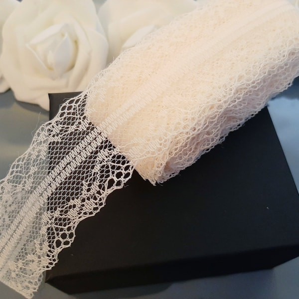 10 Yards Ivory Lace Trim, Ivory Lace Trim, Ivory Lace Ribbon, Lace Sewing Trim Fabric Gift Wrap Fabric DIY Embroidered Net Cord For Sewing