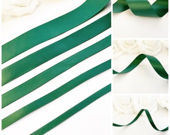 Forest Green Ribbon, Double Sided Solid Dark Green Ribbon, Double Side Satin Ribbon, Double Face Green Wedding Sash, Double Faced