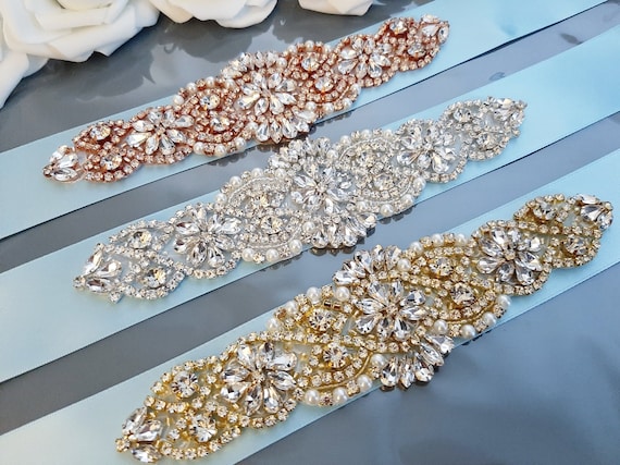 Light Blue Wedding Belt Baby Blue Bridal Belt Blue Bridal Sash Bridal Sash Wedding Sash Wedding Dress Belts for Brides Rhinestone Belt Etsy