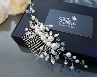 Bridal Hair Comb, Bridal Headpiece, Wedding Hair Accessory, Bridal Hair Piece, Wedding Headpiece, Pearl Hair Comb, Silver Hair Comb, Vine