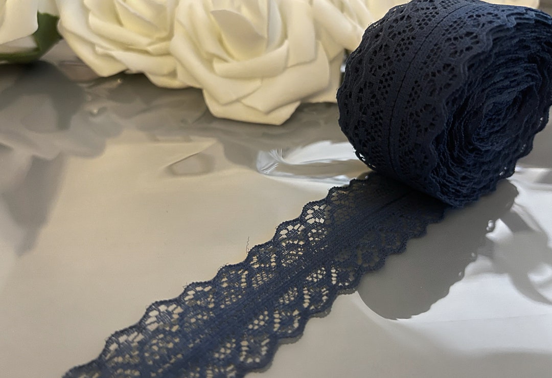 10 Yards Navy Blue Lace Trim, Blue Lace, Navy Lace Trim, Navy Blue Lace