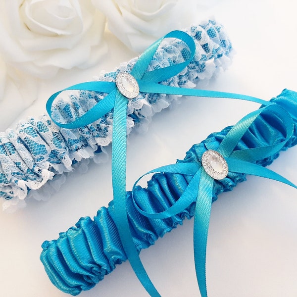 Turquoise Wedding Garter Set, Blue Bridal Garter, Wedding Garter, Blue Garter, Garter Set, Leg Garter, Garter For Wedding, Garter For Bride