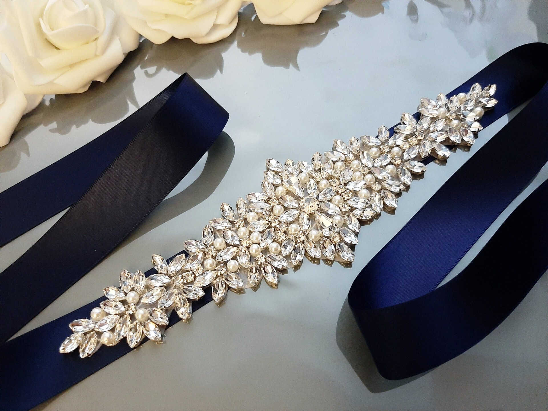 Navy Blue Bridal Sash Navy Bridal Belt 