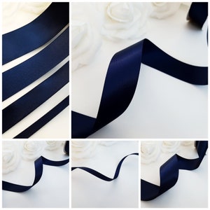 Navy Blue Ribbon, Navy Ribbon, Double Sided Solid Ribbon, Double Face Navy Blue Wedding Sash, Double Side Satin Ribbon, Double Faced