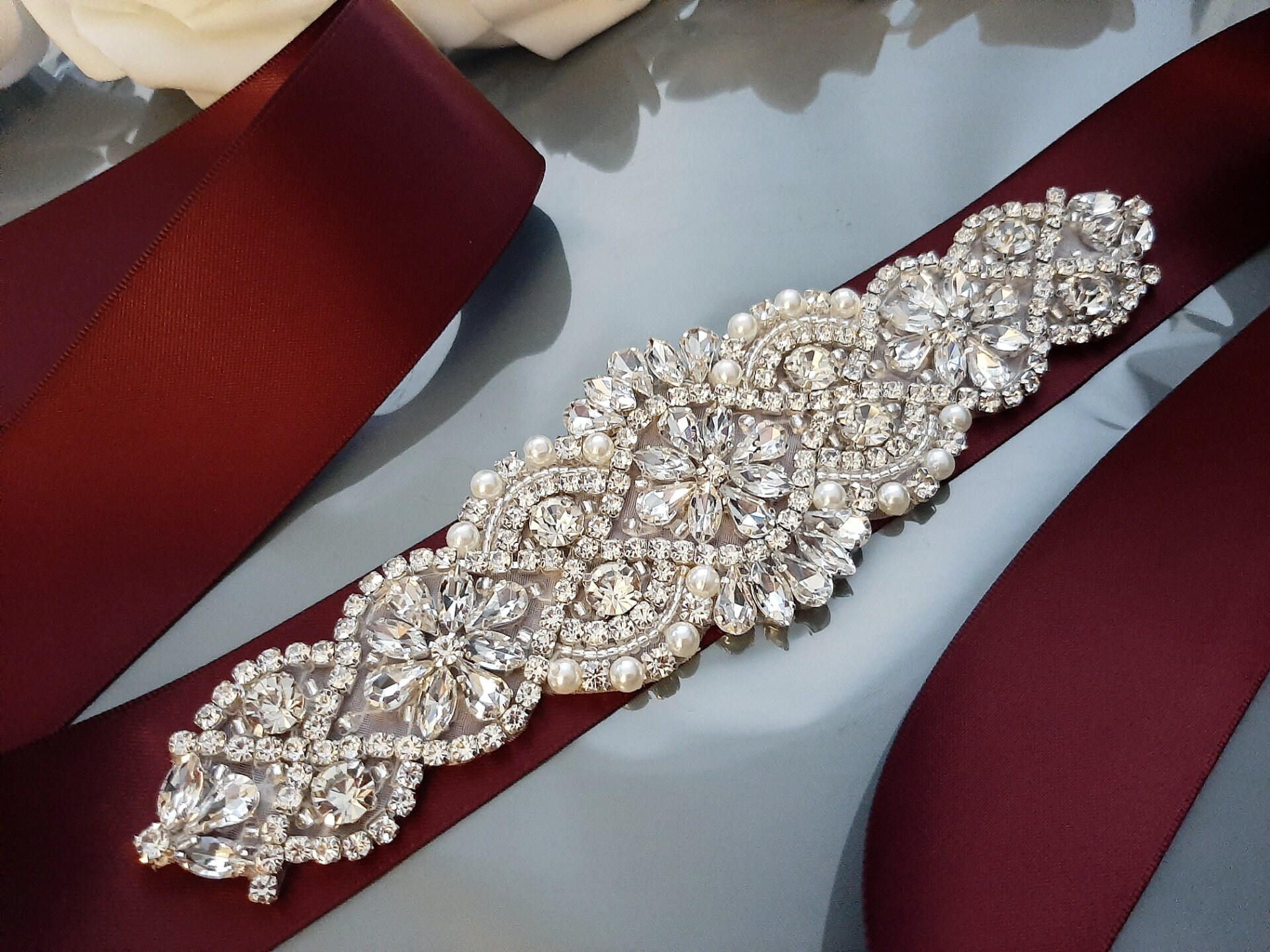 Rhinestone Bridal Sash Rhinestone And Crystal Wedding - Temu