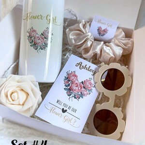 Inbagi Flower Girl Proposal Gift Set - 12 Pcs Includes Tumbler, Sunglasses, Bag, Card & More
