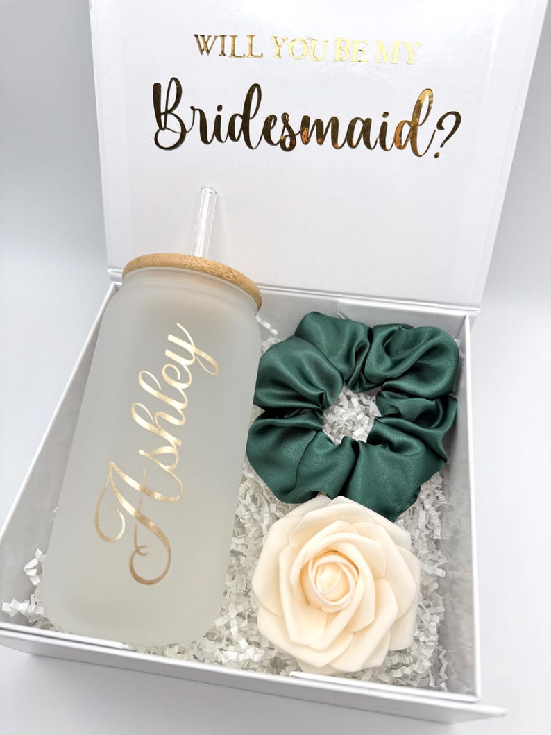 Will You Be My Bridesmaid Proposal Box Gift Emerald Green Wedding ...