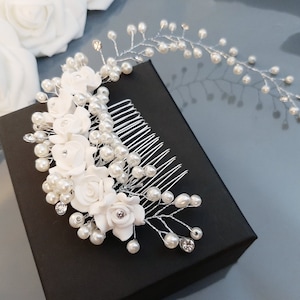 Flower Hair Comb, Floral Hair Vine, Wedding Hair Comb, Bridal Headpiece, Bridal Hair Piece, Pearl Hair Comb, Wedding Hair Piece