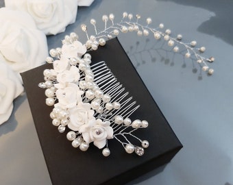 Flower Hair Comb, Floral Hair Vine, Wedding Hair Comb, Bridal Headpiece, Bridal Hair Piece, Pearl Hair Comb, Wedding Hair Piece