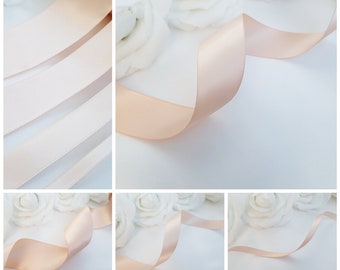 Petal Peach Satin Ribbon, Double Face Peach Ribbon, Double Sided Solid Ribbon, Double Side Satin Ribbon, Double Faced Ribbon, Wedding Sash,