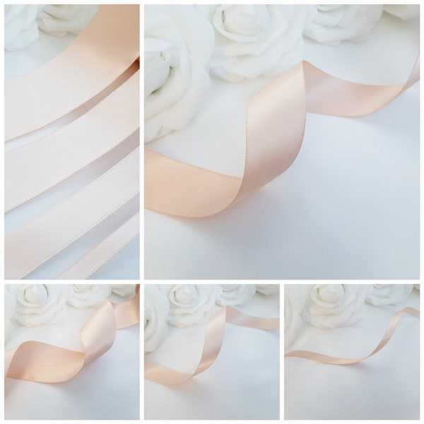 Petal Peach Satin Ribbon, Double Face Peach Ribbon, Double Sided Solid Ribbon, Double Side Satin Ribbon, Double Faced Ribbon, Wedding Sash,