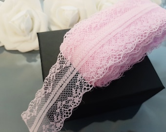 10 Yards Light Pink Lace Trim, Pink Lace Trim, Pink Lace Ribbon, Lace Sewing Trim Gift Wrap Fabric DIY Embroidered Net Cord For Sewing