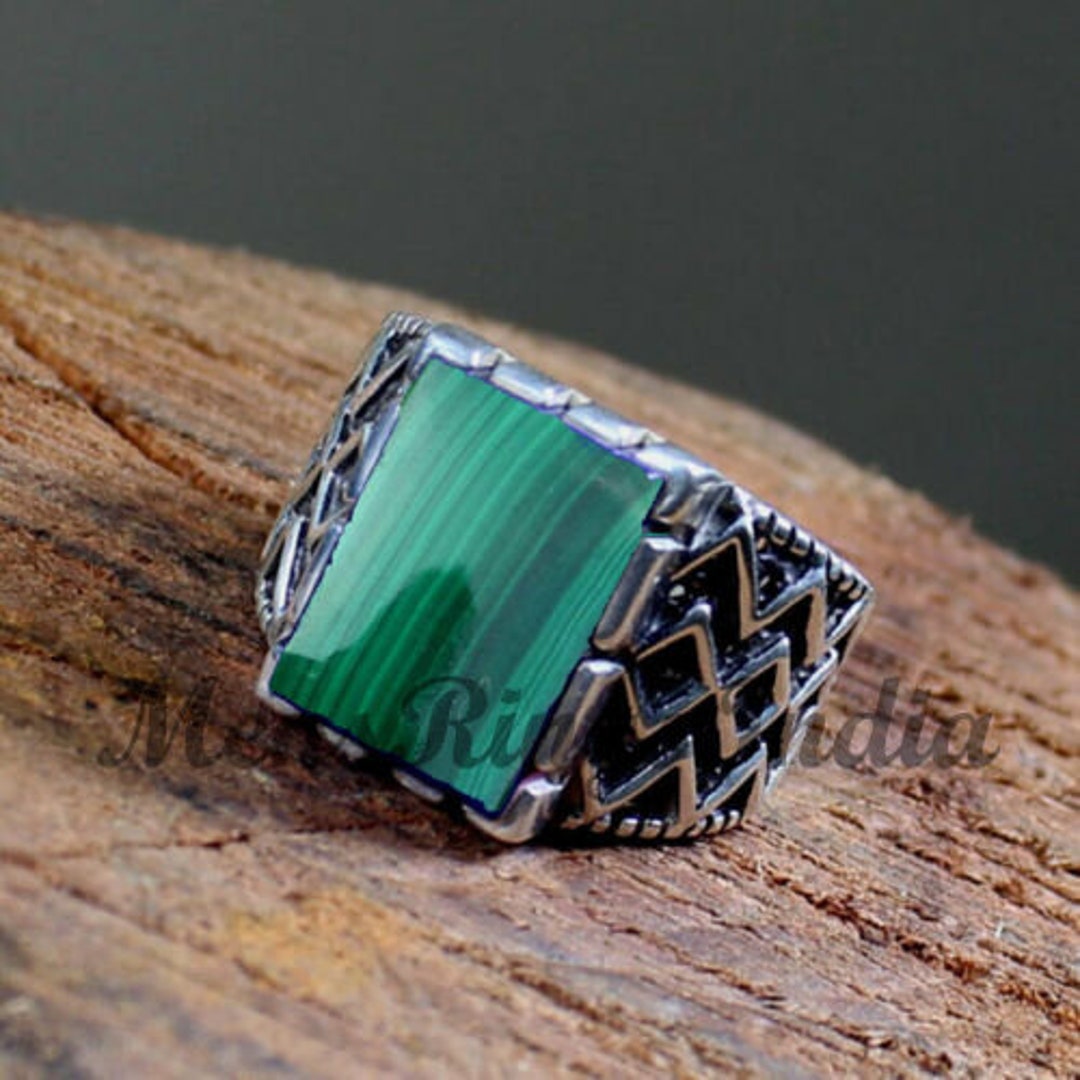 Malachite Mens Ring Malachite Ring Turkish Ring 925 Sterling Silver