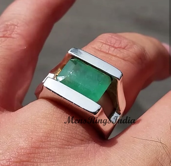 Buy Natural Unheated Untreated Mens Emerald Ring Panjsher Emerald Ring Real  Emerald Stone Mens Emerald Band Silver Band Shia Rings Emerald Stone Online  in India - Etsy