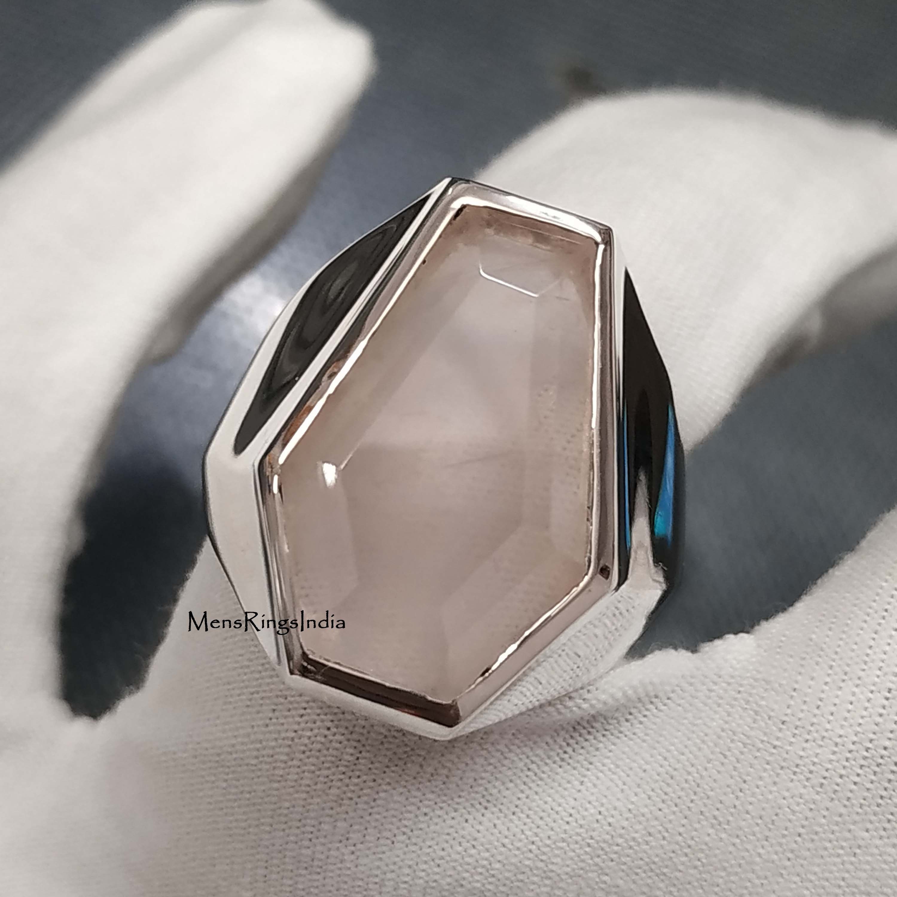 Rose Quartz Men Ring Rose Quartz Ring Signet Men Ring 925 Sterling