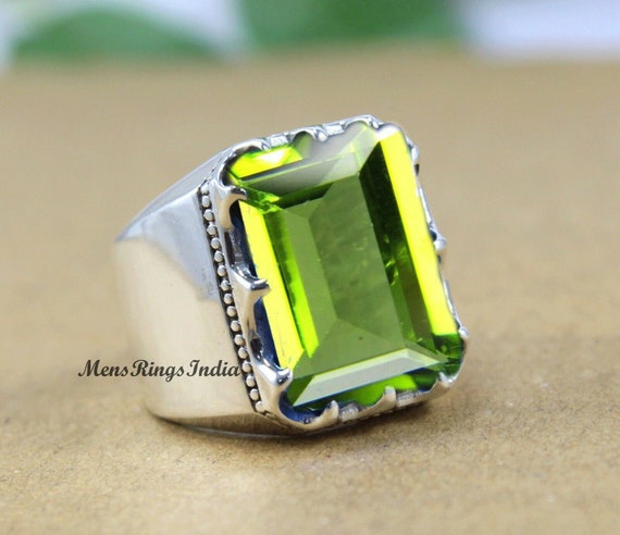 Men ring Natural real green peridot round rings 925 sterling silver 7*7mm  1.3ct gemstone Fine jewelry For men or women X211030 - AliExpress