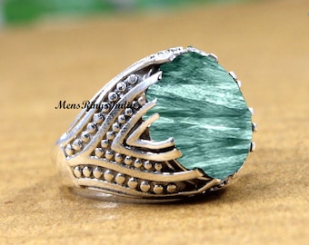 Natural Russian Seraphinite Gemstone Ring Solid 925 Sterling Silver Designer Jewelry Size 10
