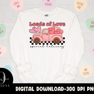 Loads of love, valentines day png, retro valentines png, valentine truck png, pink truck png, valentines sublimation, valentines love png