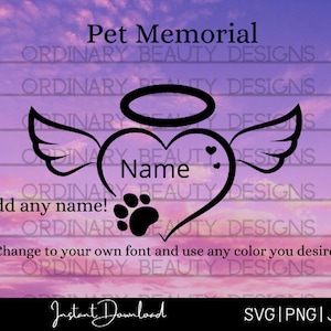 Pet Remembrance Heart SVG - Pet SVG - Heart SVG - Digital Download - Cutting File - Clip Art - Cat Svg - Dog Svg- Pet Memorial- Dog Paw