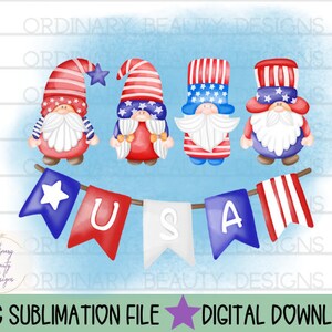 4th of July gnome, usa gnome, sublimation design, gnome png, red white and blue gnome, fourth of july png, gnomes for 4th of july