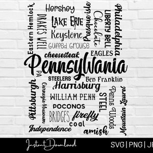 Pennsylvania State Locations and facts svg file, Pennsylvania State Shirt, United States cut file, Pennsylvania tee shirt design file