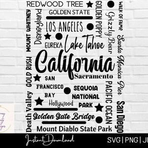 California State Locations and facts Shirt, Cali file, California State Shirt, Cali tee shirt design file, California SVG, Cricut file