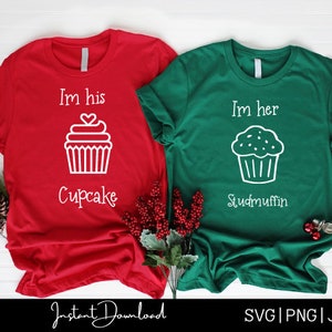 I&#39;m his cupcake, I&#39;m her studmuffin, couples svg, his and her svg, cupcake svg, studmuffin svg, halloween svg, matching shirt svg