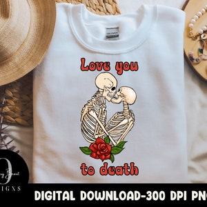 Te amo hasta la muerte, día de San Valentín png, feliz día de San Valentín, pareja esqueleto, amor y muerte, png de moda, esqueleto de San Valentín, San Valentín png