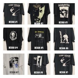 以下が含まれることがあります： さまざまなバンドのロゴとグラフィックがプリントされた、黒のTシャツの9つの異なるデザイン。デザインには、「Code of Honor」、「Celtic Frost」、「Disfear」、「Die Kreuzen」、「Discharge」、「Jerry's Kids」が含まれます。