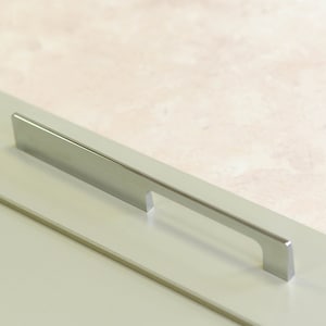 Polished Chrome Kitchen Cabinet Slim Square Open Pull Handle 224mm Bedroom Bathroom Office Drawer Door Cupboard Furniture