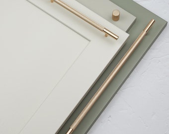 Champagne Brass Knurled Bar Handles & Round Knob Rose Gold Kitchen Cabinet Cupboard Door Drawer Wardrobe Pulls Furniture Upcycle Hardware