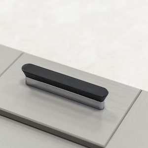 Anthracite Grey & Polished Chrome Slab Kitchen Cabinet Handle 96mm Bedroom Bathroom Furniture Door Cupboard Drawer Pull 2 Layer