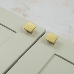 Bouton carré en laiton brossé de 32 mm pour porte de placard, tiroir, commode, armoire, etc. - Relooking et remplacement