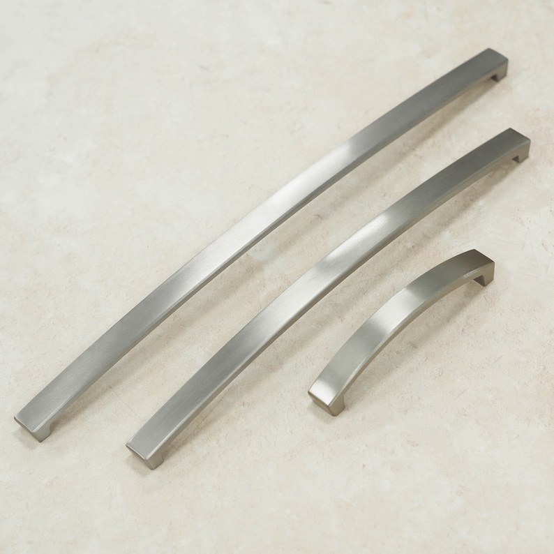 Long Squared Brushed Nickel 40% OFF Cheap Sale New popularity Handles 3 For Sizes Kitchens