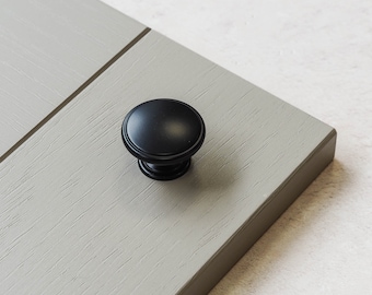 Matt Black Shaker Kitchen Cabinet Flat Round Knob Handle Cupboard Door Drawer Wardrobe Furniture Replacement Upcycle Pull