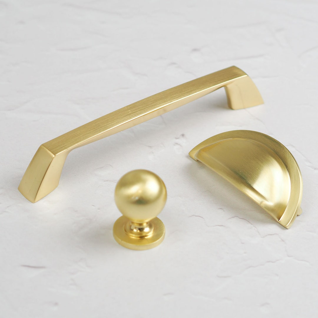 Brushed Brass Kitchen Handle 160mm Cup Handle 76mm & Etsy