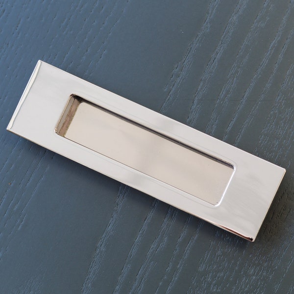 Polished Chrome Inset Recessed Rectangular Flush Handle Pull 96mm Sliding Door Cupboard Wardrobe Roller Catcher Doors